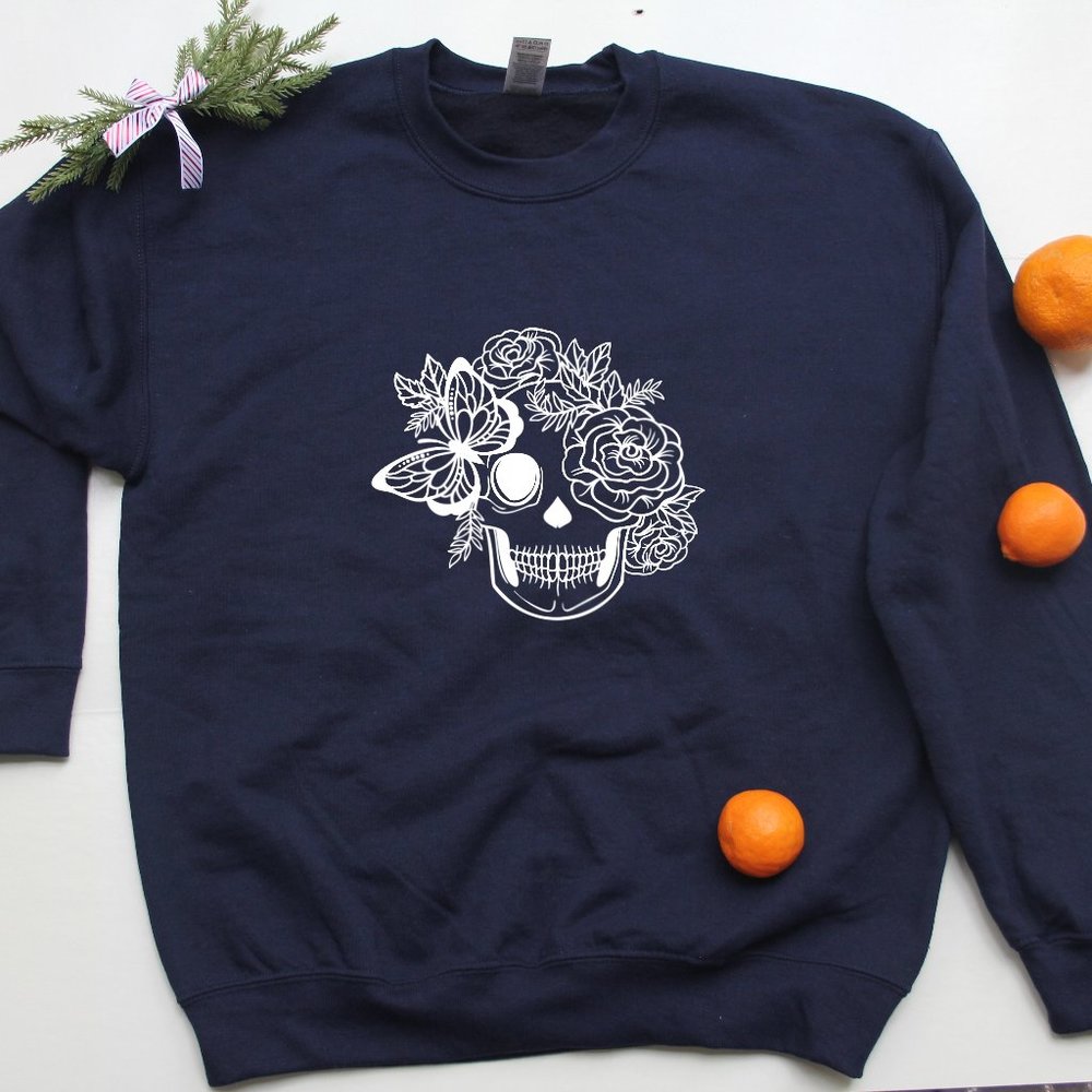 Sweatshirt Skull and flower